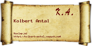 Kolbert Antal névjegykártya